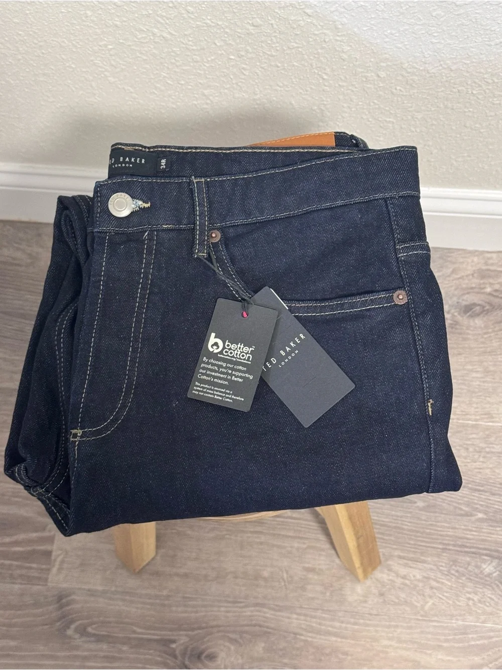NWT Ted Baker London Dyllon Tapered Fit Stretch Jeans Dark Blue Mens Size 34R